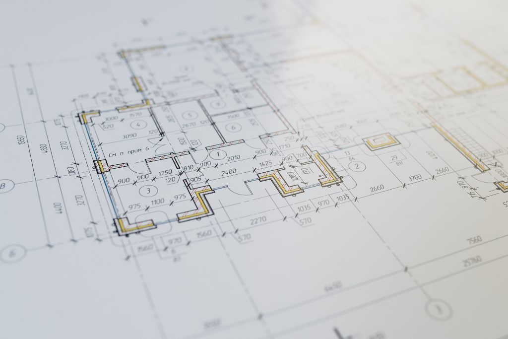 High-resolution close-up of an architectural floor plan showcasing design details.